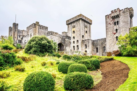 Autumn colors over Penrhyn Castle and Garden, Llandygai, Bangor, Gwynedd, North Wales, UK