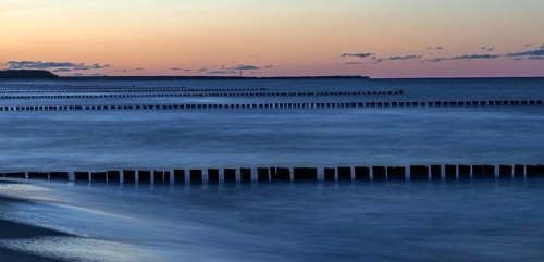 Groothing in the sea, sunset, long exposure, Zingst, Fischland-Darß-Zingst, Western Pomerania