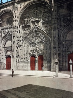 Portal of Salamanca Cathedral, Catedral Nueva de Santa María del Asedio, Spain, c. 1890, Historic,