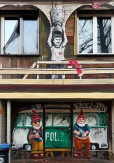 Kiefernstraße, residential street of the left-wing alternative scene with street art on house