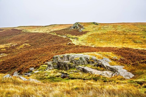 Autumn colors over Elan Valley Reservoir, Rhayader, Powys, Wales, UK