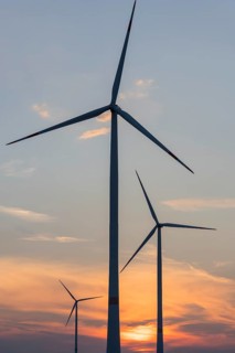 Wind turbine, wind turbines, sunset, Swabian Alb, Baden-Württemberg, Germany