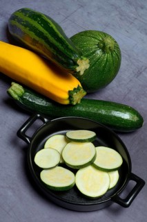 Various courgettes (Cucurbita pepo), courgette convar. giromontiina