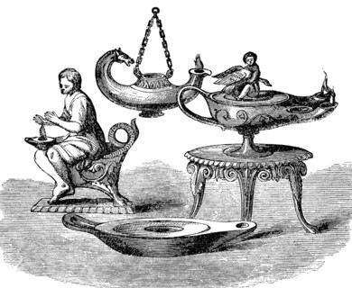 Lamps from the ruins of Herculaneum, chapter 25, verse 4, Matthew Gospel, oil lamps, clever,