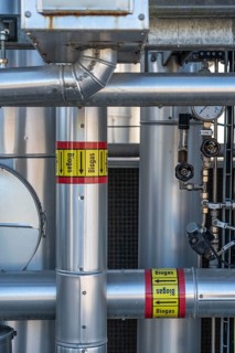 Biogas upgrading plant, purification of biogas from organic waste, green waste and contents of the
