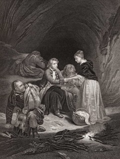 Flora MacDonald helping Charles Edward Stuart after the Battle of Culloden, 1746