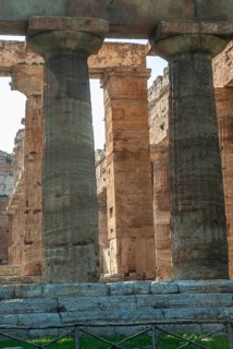 The ancient Doric Greek temple of Athena of Pastum built in about 500 BC. Paestum archaeological