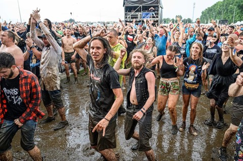 JAROCIN, POLAND - JULY 17, 2021: Audience during concert at Jarocin Festival