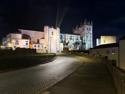 Porto Cathedral at night, Sé do Porto, UNESCO World Heritage Site, Porto, Portugal