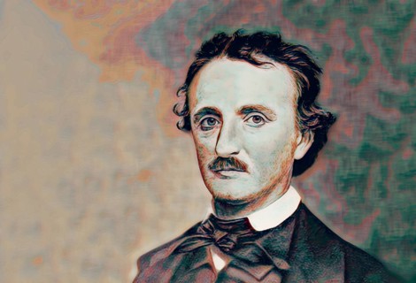 Portrait of Edgar Allan Poe, 1809 – 1849, American writer, digitally edited according to a