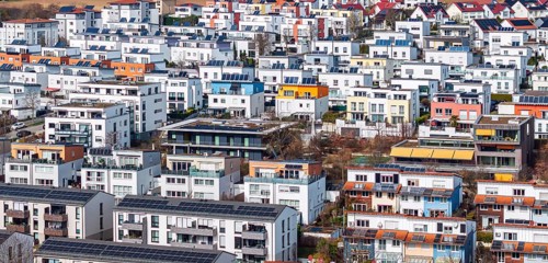 Hohlgrabenäcker settlement in Zazenhausen. There are 265 private homes and 9 apartment blocks in