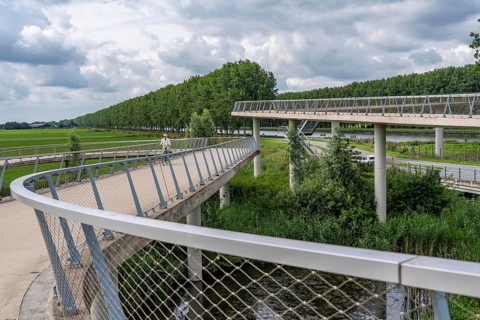 Ramp on the Liniebrug, bicycle and pedestrian bridge over the Amsterdam-Rhine Canal near the