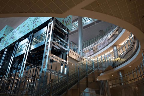 Main International Dubai Airport, airline terminal with planes departing to multiple international