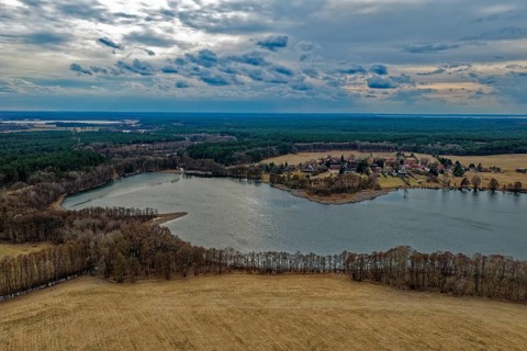 Landscape of the Mecklenburg Lake District in Müritz National Park. aerial view. Neustrelitz,