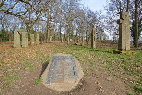 Gottschalk sculptures by sculptor Willi Grimm and Rainer Kuhn 1996, memorial to the life story of