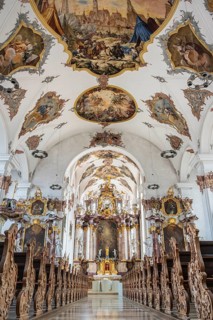 Interior view of the 18th-century baroque preacher's church, also Dominican church, historic old