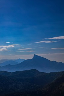 Mountain silhouette, view from Schober to Schafberg, Osterhorn group, Salzkammergut, Salzburg