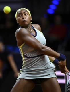 Coco Gauff USA action, tennis, Porsche Cup 2024, Porsche Arena, Stuttgart, Baden-Württemberg,