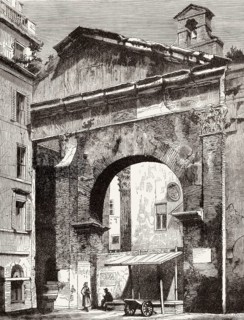 Porticus Octaviae, Portico of Octavia, Rome, Italy, 19th Century