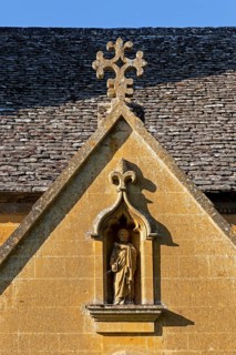 Portrait, Gable, Detail, Church, Stanway, The Cotswolds, England, Great Britain