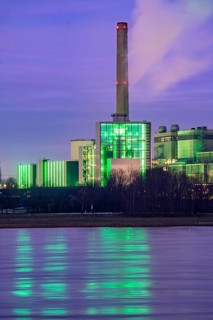 The Lausward combined heat and power plant in Düsseldorf, gas and steam turbine power plant,