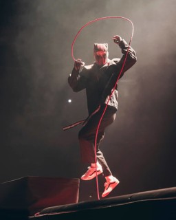 Tyler Joseph, lead singer of Twenty One Pilots live on The Clancy World Tour at the Uber Arena in