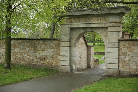 Historic Fort Weisenau built 1826-31 in the Volkspark in Mainz, Rhineland-Palatinate, Germany