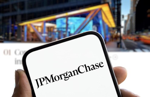 JPMorganChase logo is displayed on smartphone