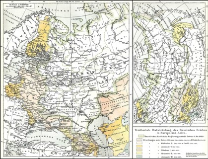 Historical map of territories of Russia, 19th Century, historischer Karte aus dem 19. Jahrhundert,