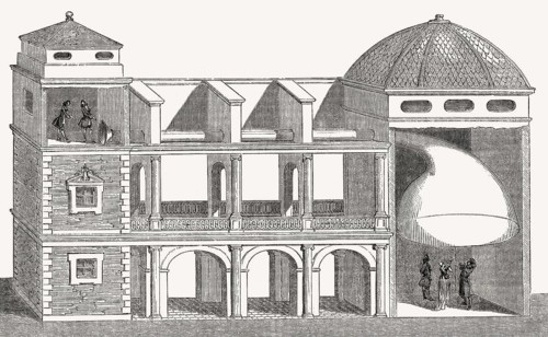 Klangexperiment mit einem Horn, Musiktheorie von Athanasius Kircher, 1602- 1680, einem deutschen