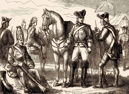 British military uniforms, 1762, From British Battles on Land and Sea, by James Grant