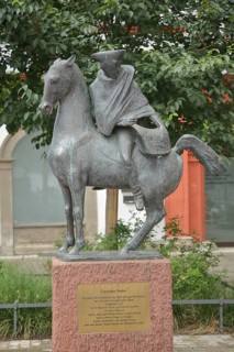 Sculpture Casteller horse-rider by Otto Sonnleitner 1974, messenger rider, equestrian figure,