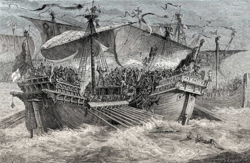 English capturing the French flagship, The Battle of Sandwich, or Battle of Dover, on 24 August