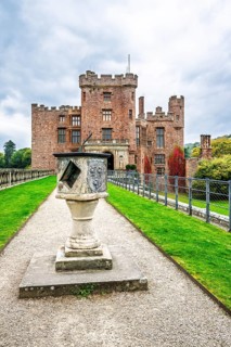 Autumn colors over Powis Castle and Garden, Welshpool, Powys, Wales, UK