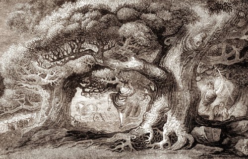 The death of Absalom, hanging from a tree by his hair, Book of Samuel, Old Testament, Hebrew Tanakh