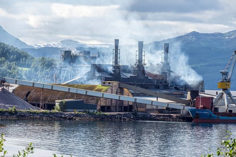 Factory of Finnfjord AS, production of ferrosilicon, Finnsnes, Norway