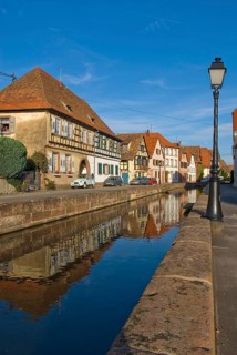 Old patrician houses on the Lauter, half-timbered houses in Wissembourg, Alsace, FranceC