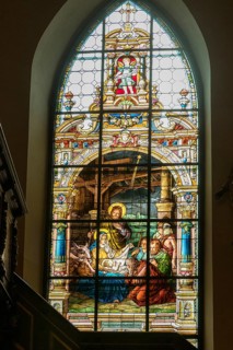 Window picture of the Christmas crib in the German church Tyska Kyrka, Old Town Gamla Stan,