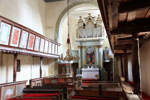 Romania, chancel of the Romanesque hall church of the fortified church of Viscri, German German