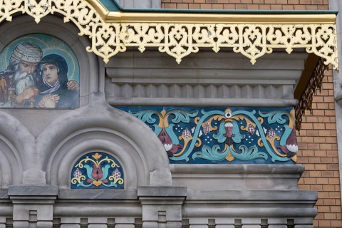 Detail on the façade, Russian Chapel, Mathildenhöhe Darmstadt, UNESCO World Heritage Site, Germany