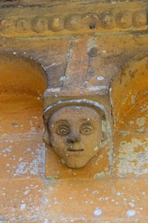 Portrait, Head, Detail, Exterior wall, Church, Stanway, The Cotswolds, England, Great Britain