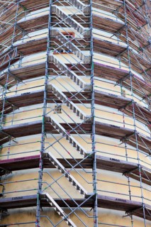 Restoration with scaffolding, the Fat Tower, Dicker Turm, Lower Palace, Siegen, North