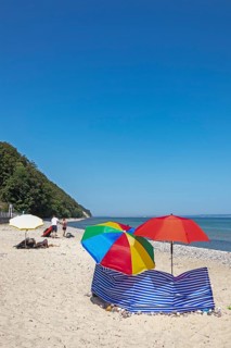 Sunshades, windbreak, beach, Sellin, Rügen Island, Mecklenburg-Western Pomerania, Germany