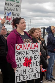 Detroit, Michigan USA - 26 April 2025 - A 'Bridging Our Friendship' rally on the banks of the