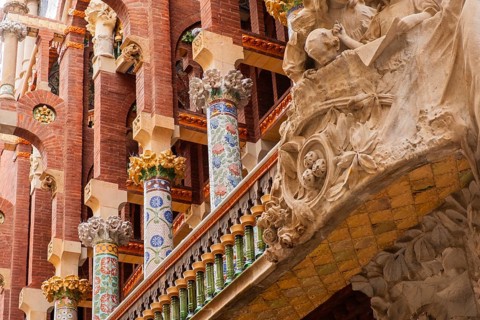 Facade of the Palau de la Música Catalana, Barcelona, Spain
