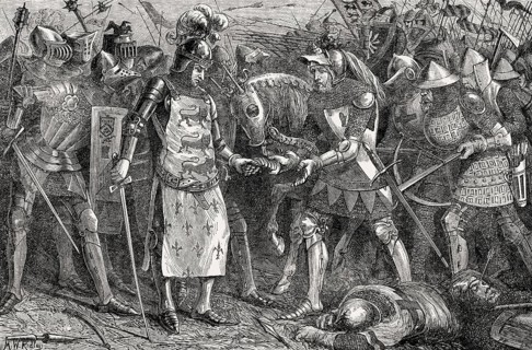 The surrender of King John II of France, Battle of Poitiers in 1356, Hundred Years' War, From
