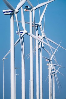 Wind farm on the Nordzeeweg, on a long spit of land between the Maas and the Calandkanaal in the