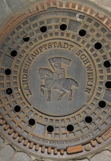 Gully cover, state capital, Schwerin, Mecklenburg-Western Pomerania, Germany