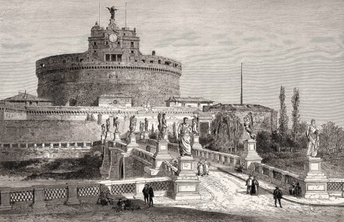 Mausoleum of Hadrian, Castel Sant'Angelo, Rome, Italy, 19th Century