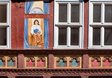 Mural painting, Apothekenstreet, Duderstadt, Lower Saxony, Germany